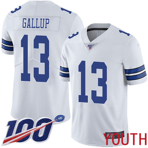 Youth Dallas Cowboys Limited White Michael Gallup Road #13 100th Season Vapor Untouchable NFL Jersey